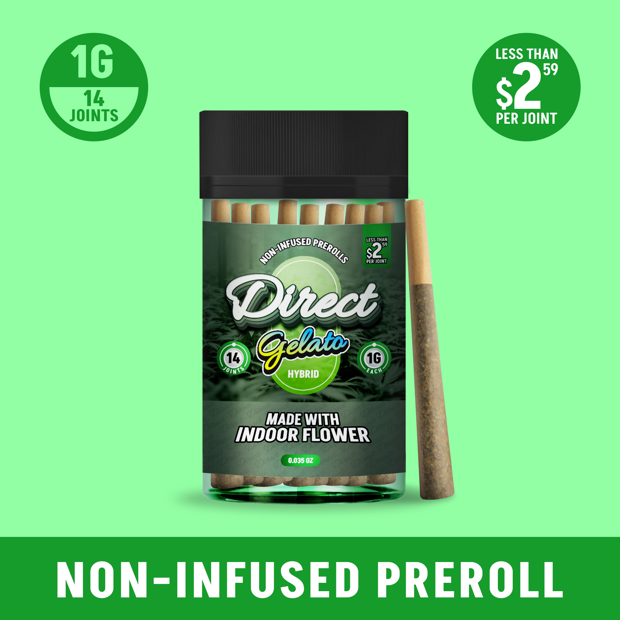 Photograph of product: Direct - Gelato (Hybrid) 14pk Prerolls