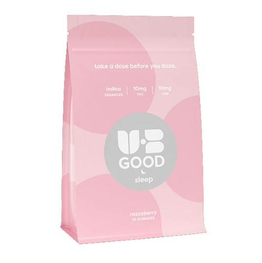 Photograph of product: UB GOOD | Razzzberry 1:1 TH-oui:CBN 10pk | 100mg Gummies