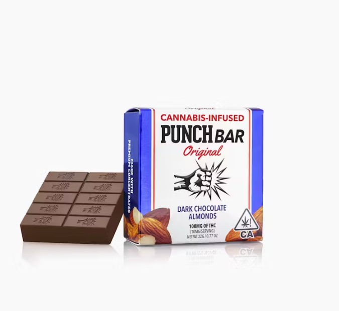 Photograph of product: Dark Chocolate Almonds Punchbar  [H] | 100MG Chocolate Bar | Punch