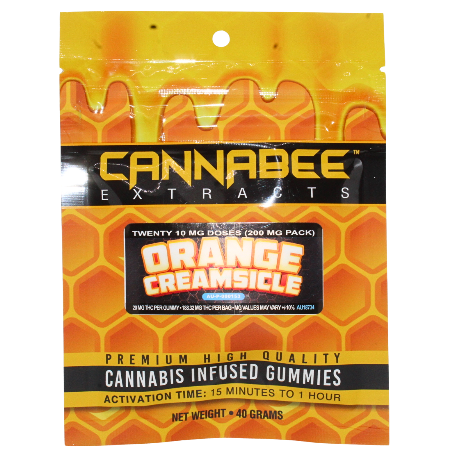 Photograph of product: CANNABEE EXTRACTS ORANGE CREAMSICLE 200MG LIVE RESIN CBG GUMMIES REC