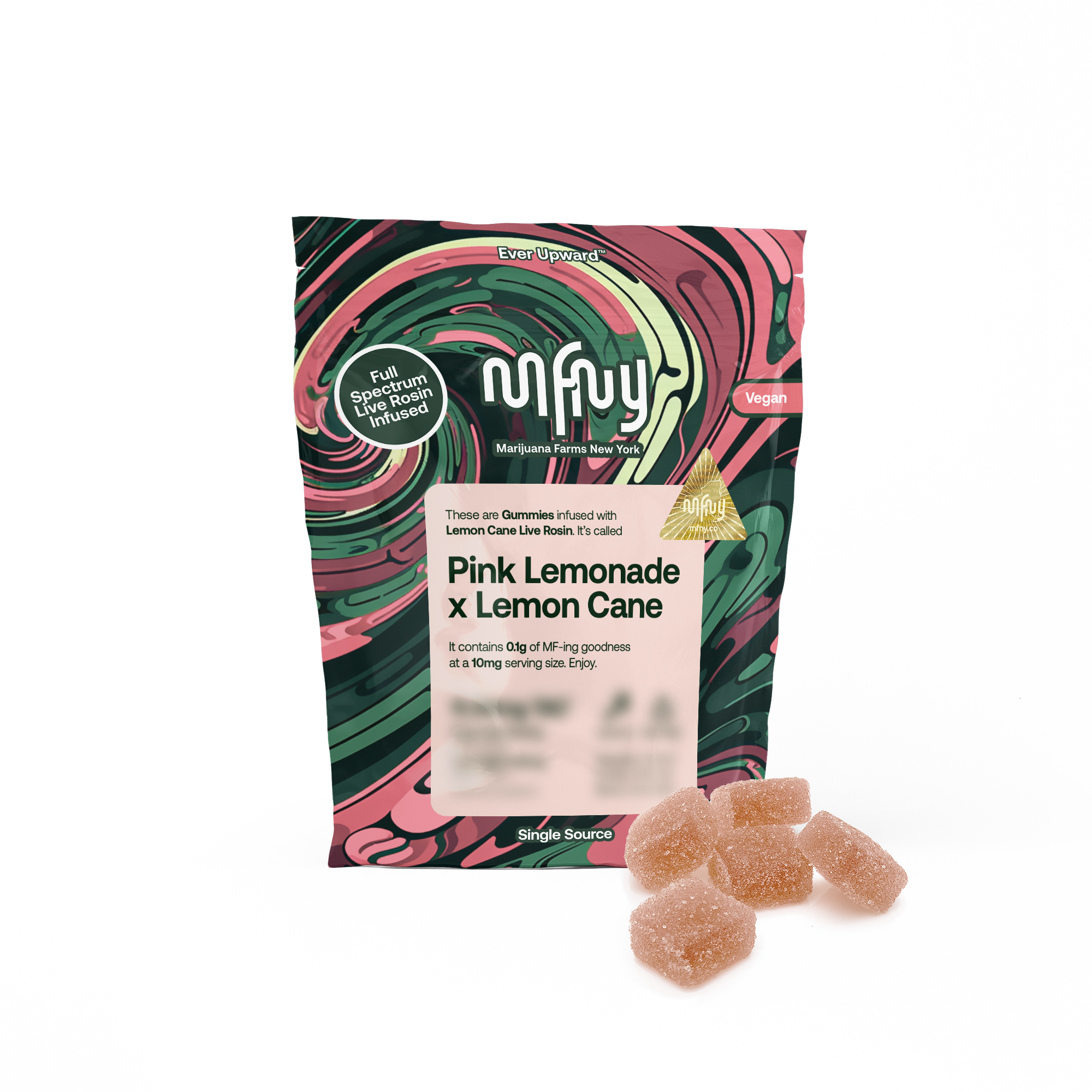 Photograph of Product: Pink Lemonade x Lemon Cane | 10ct. Live Resin Gummies | MFNY