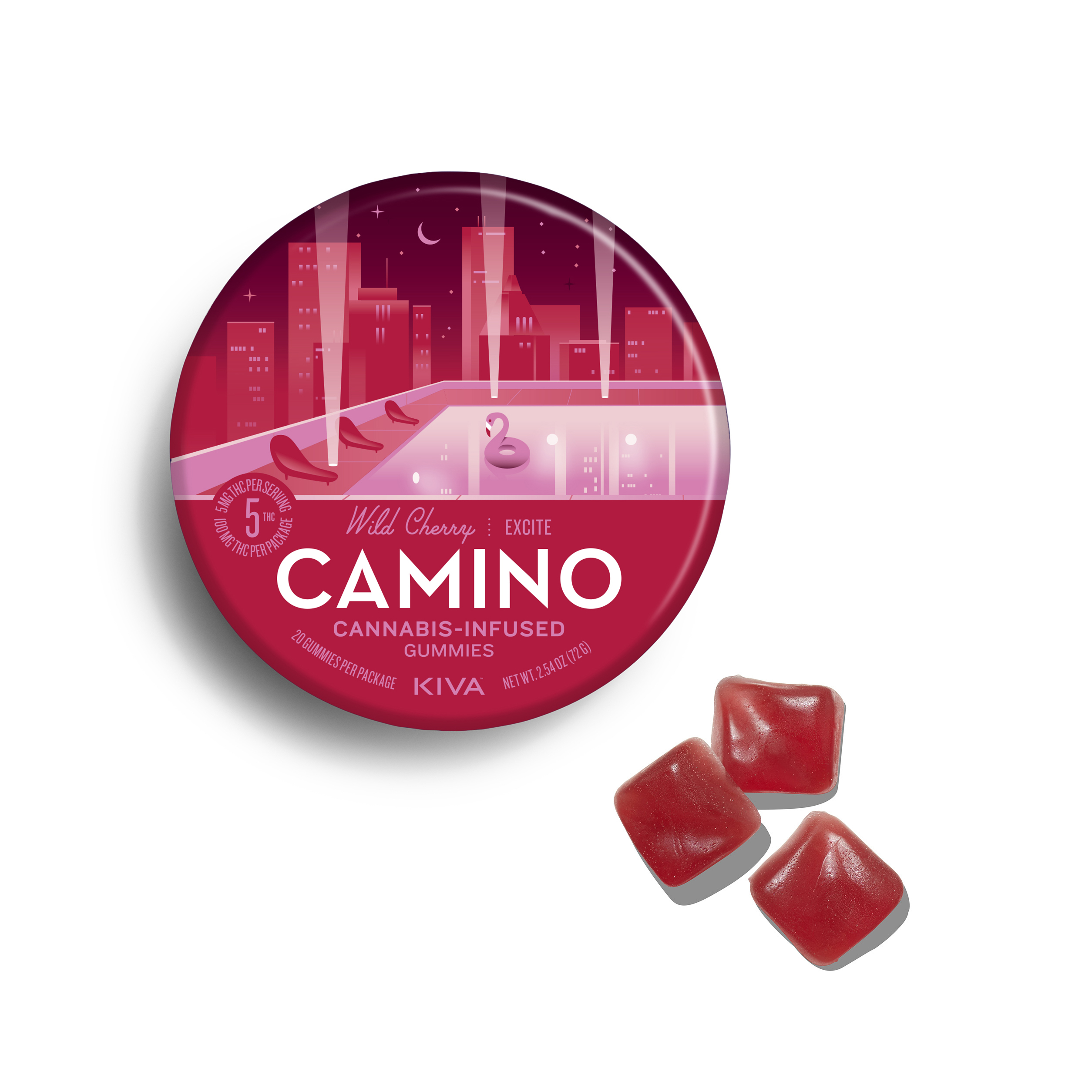Photograph of product: Wild Cherry | 5:5:5 | CBC:CBG:THC | Gummies | 20pk 100mg | Camino