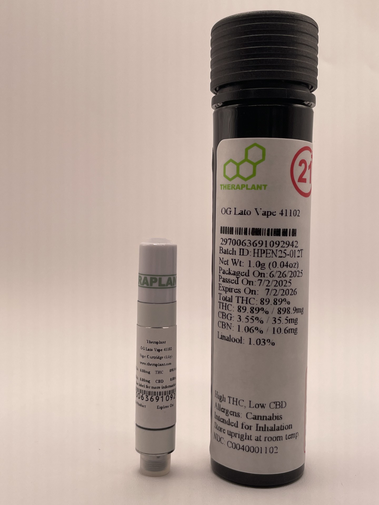 Photograph of product: OG Lato | 1g Vape Cartridge ( H ) | 41102 | Theraplant