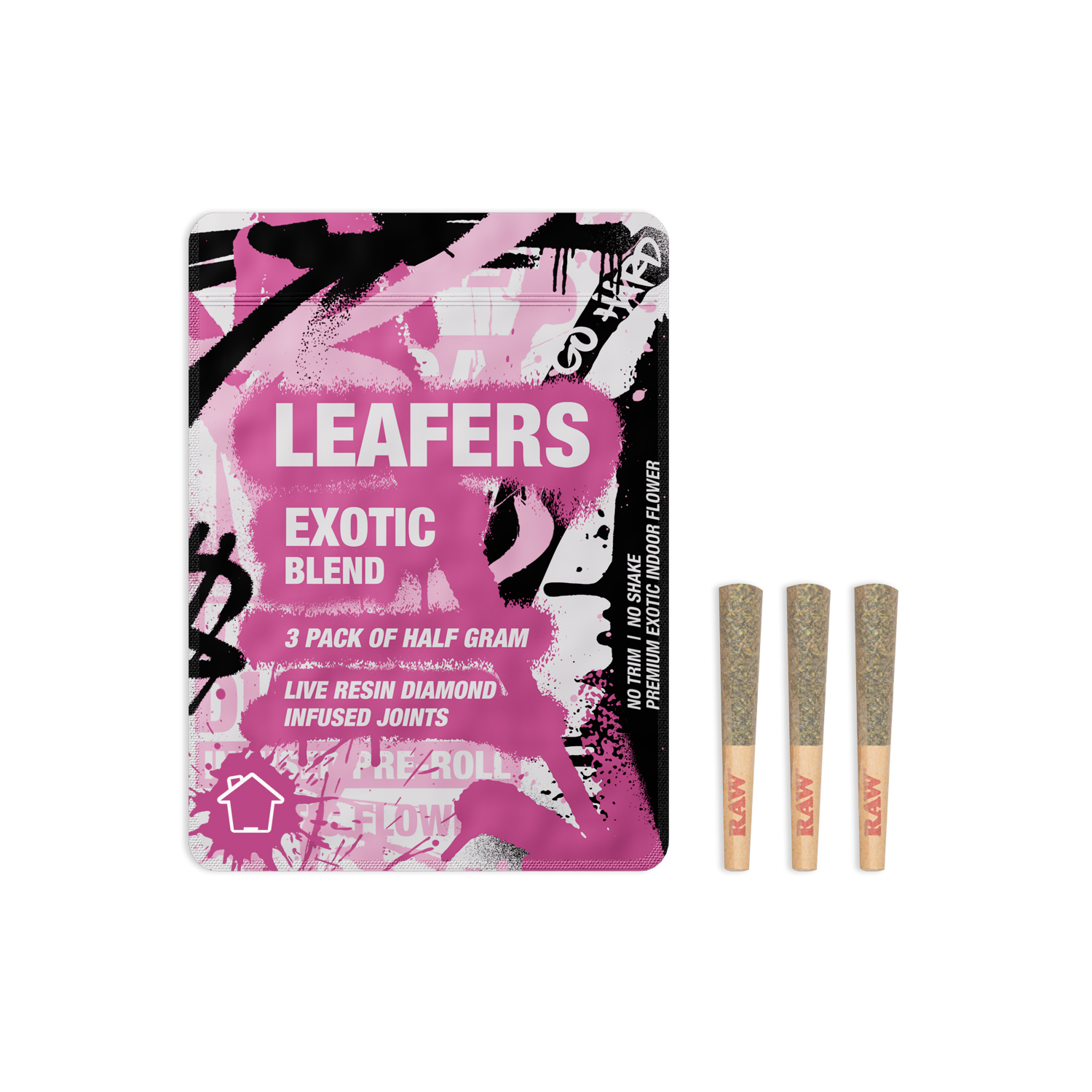 Photograph of Product: Exotic Blend Diamond-Infused (3-pack of .5g joints)