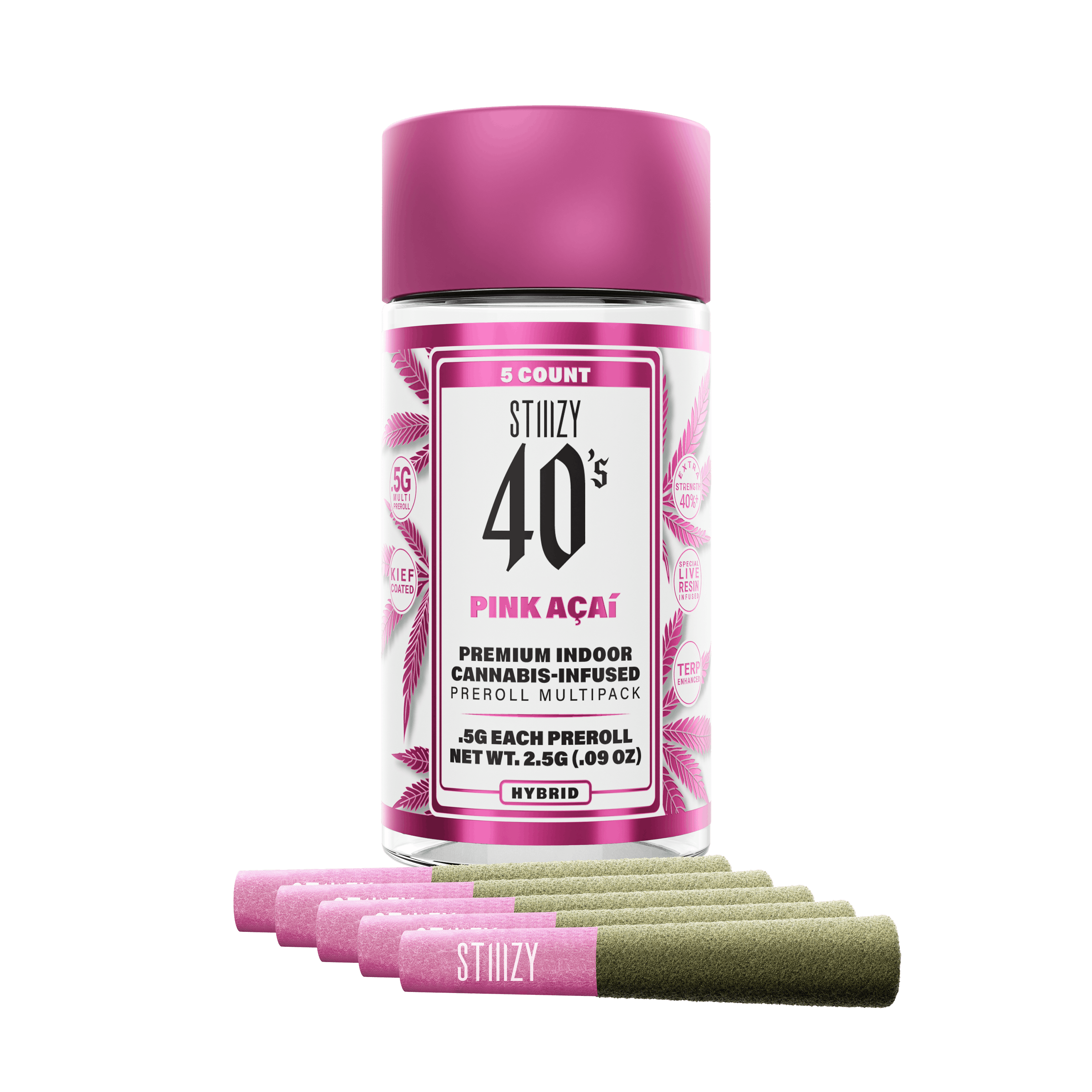 Photograph of product: Pink Acai Infused Pre-Rolls (5 Pack) | 2.5g