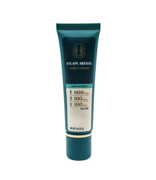 Photograph of product: Escape Artists Menthol Relief Cream CBD:TH-oui:CBG 800mg:100mg:100mg