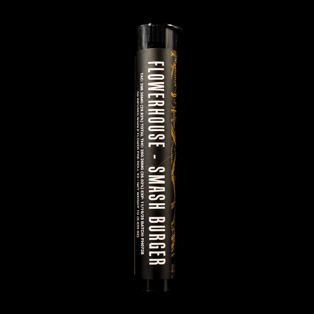 Photograph of product: FlowerHouse | Smash Burger Infused Indoor Pre Roll 2pk | 1g