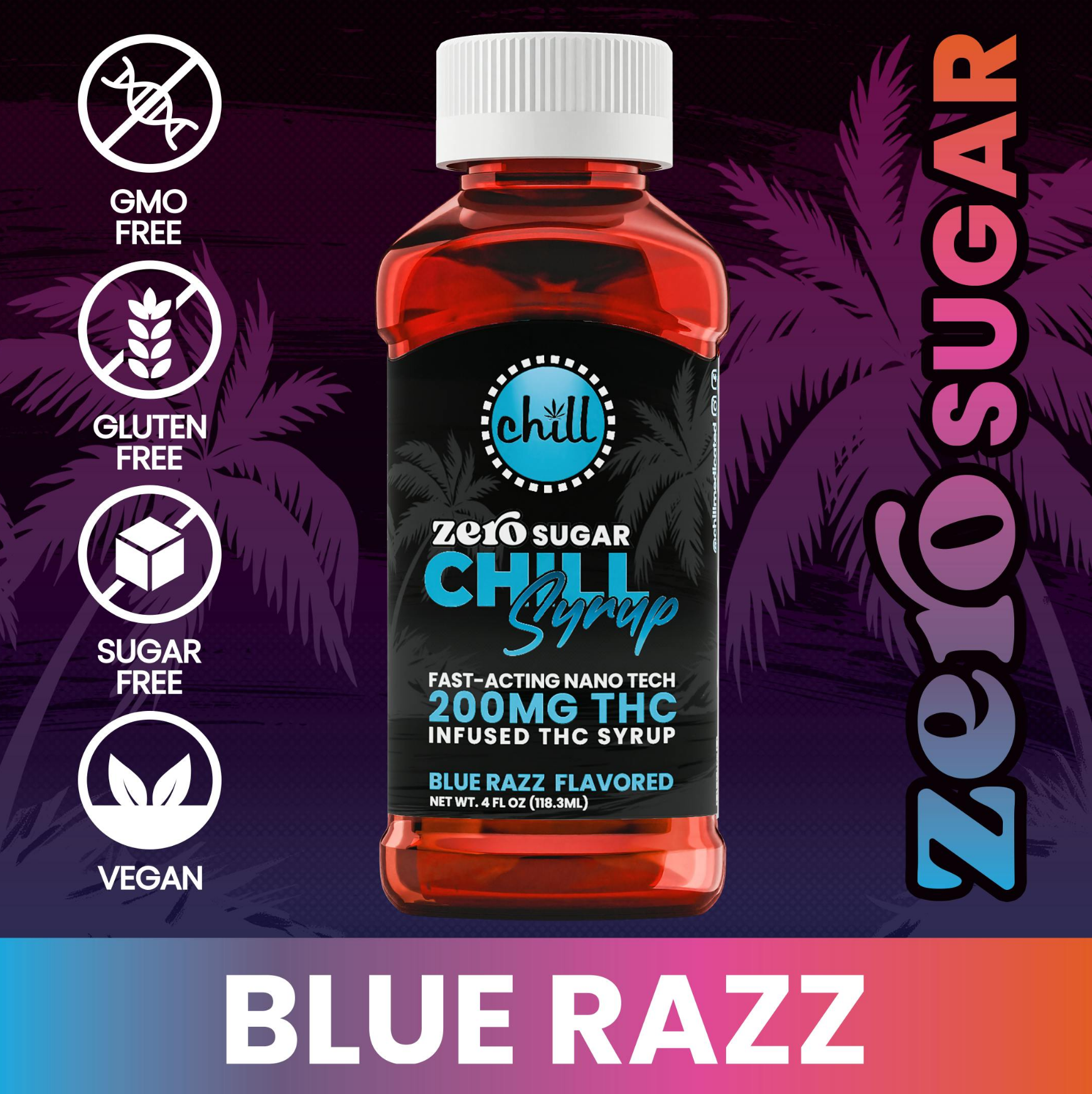 Photograph of product: Chill Medicated - Blue Razz Syrup Zero Sugar 200mg