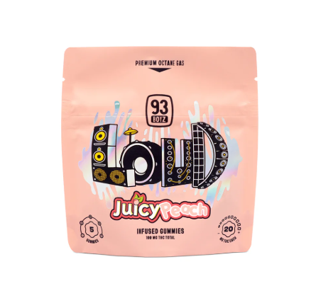 Photograph of product: Edible* - 93 Boyz - LOUD Juicy Peach (H) Gummies - 100mg (5pk)