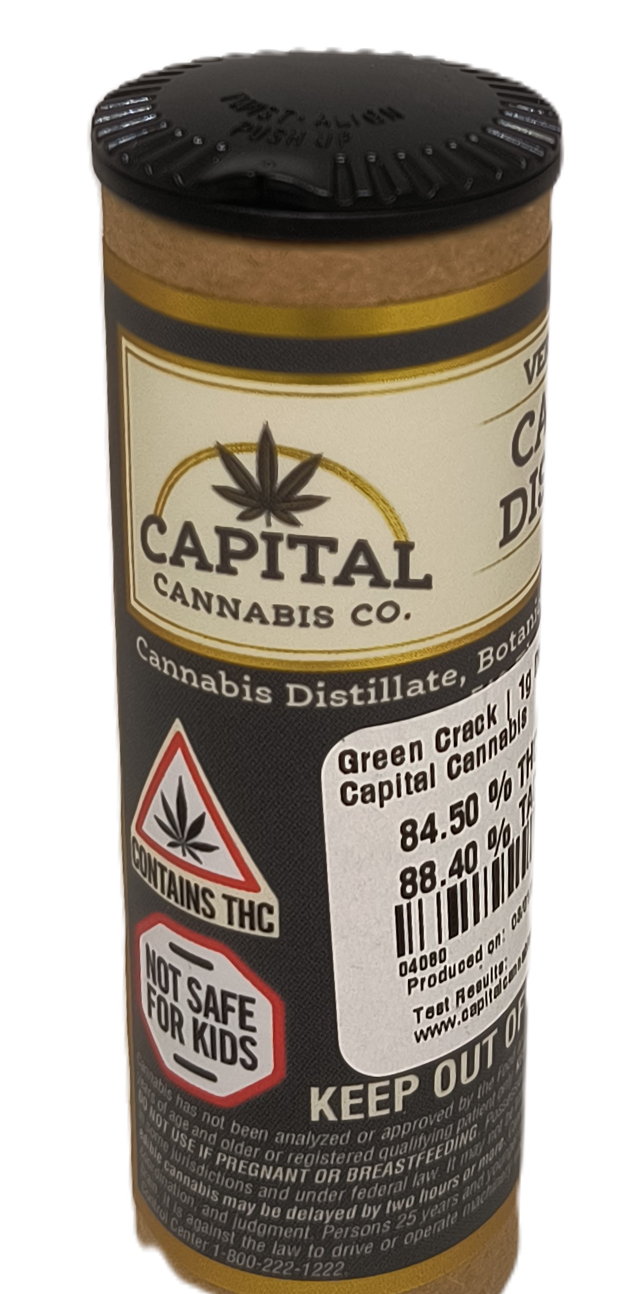Photograph of product: Green Crack Distillate Vape Cart | Capital Oui'd