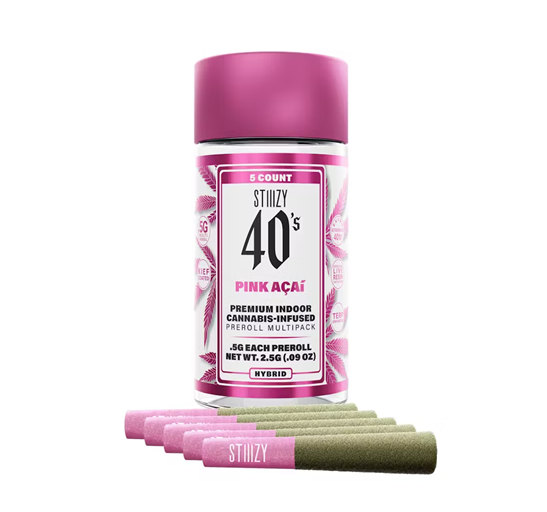 Photograph of product: Stiiizy | Pink Acai | .5G 40's Infused Pre-Rolls 5PK 2.5G