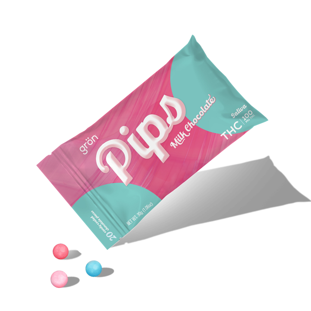 Photograph of product: Gron Pips Milk Chocolate 100mg - Oui'd