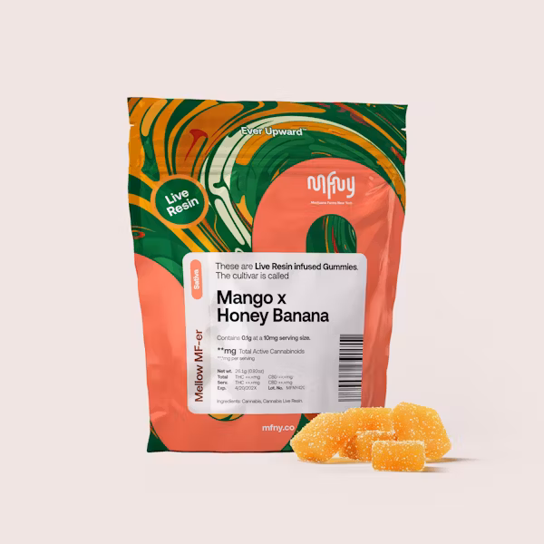 Photograph of product: MFNY | Live Resin Gummies 100mg | Mango x Honey Banana