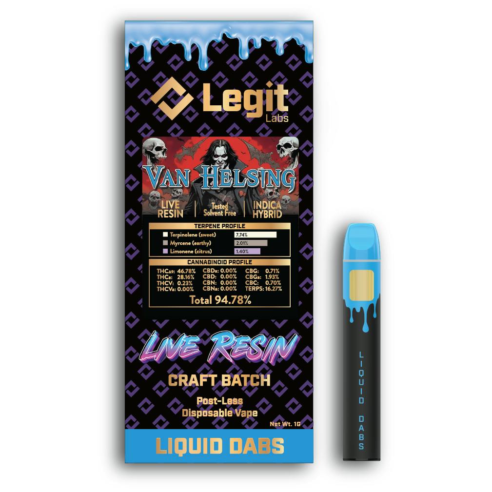 Photograph of product: Legit Labs - Postless Disposable - Live resin - Pluto X Alien Cookies