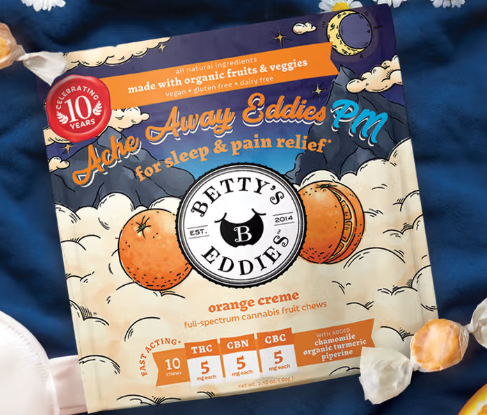 Photograph of product: Fruit Chews | Betty's Eddies | Pain Relief Orange Cream 10pk | 5mg each