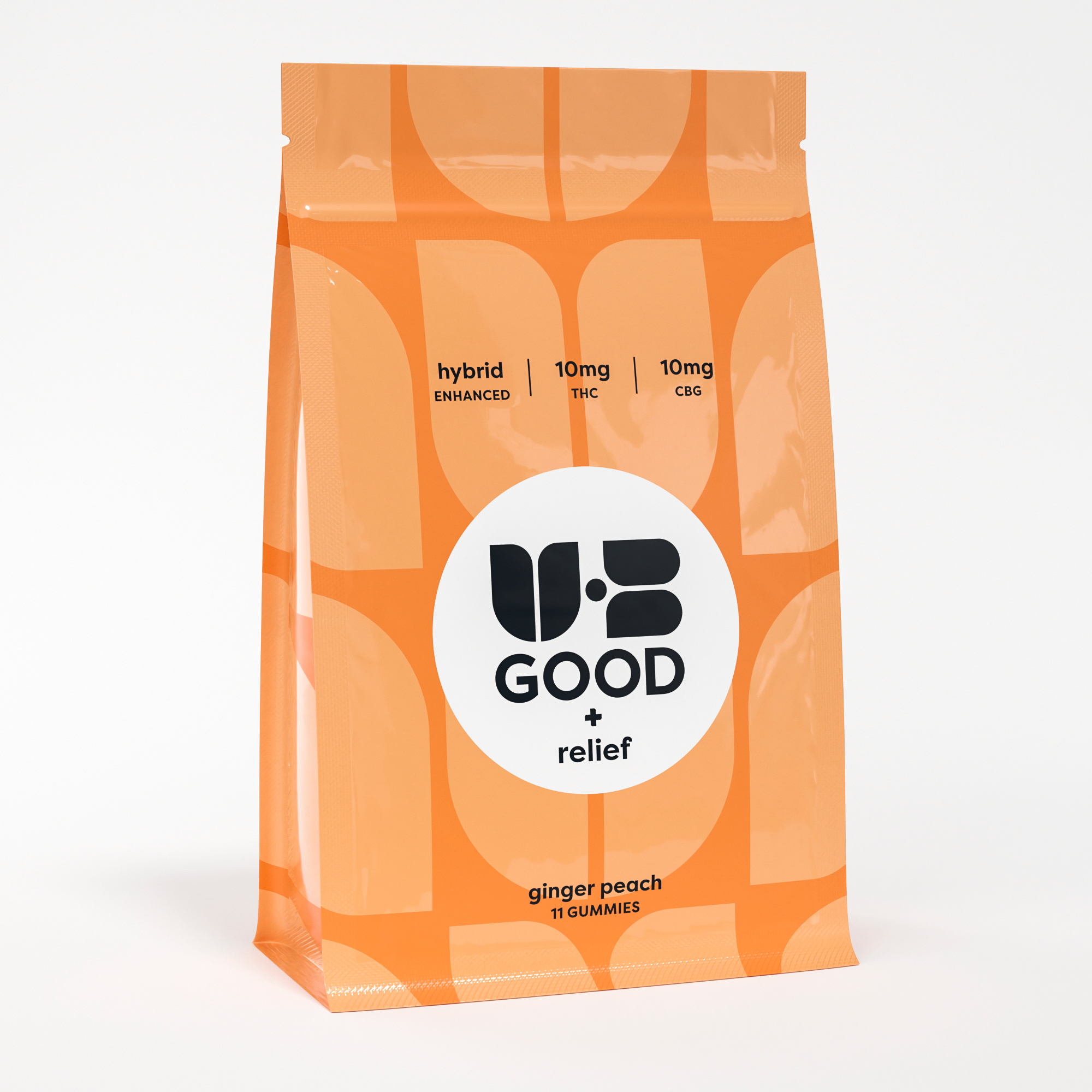 Photograph of product: UB Good | Ginger Peach 1:1 TH-oui:CBG 10pk | 100mg Gummy