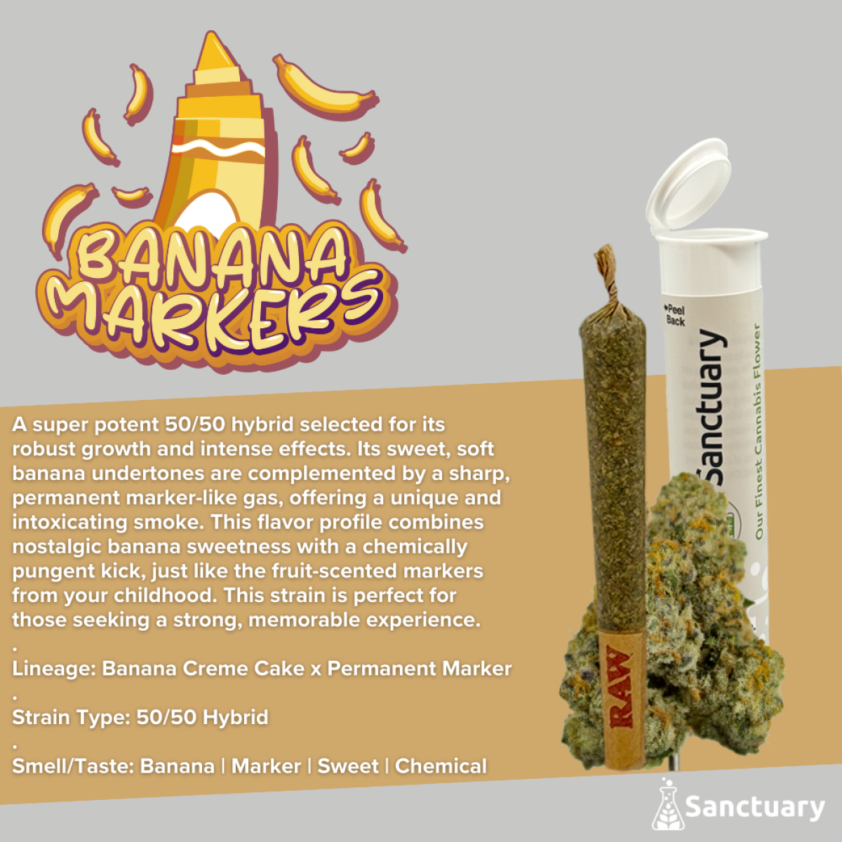 Photograph of product: Banana Markers Pre-Roll