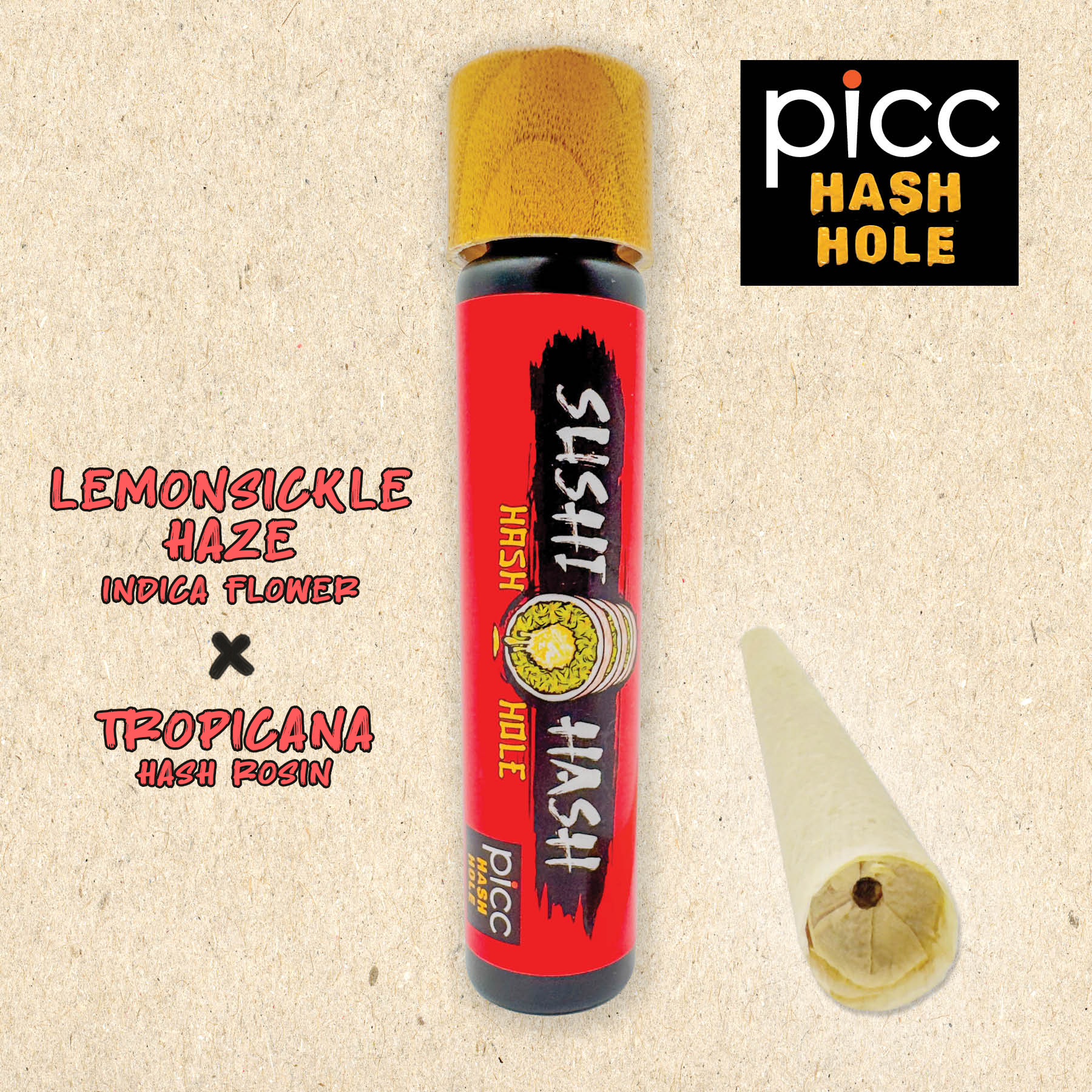 Photograph of product: SUSHI au chocolat | au chocolat HOLE | 1G SINGLE | Lemonsickle Haze x Tropicana Rosin (S)