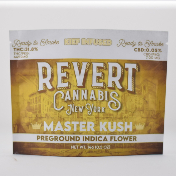Photograph of product: Revert 14g (0.5oz) Bag Infused Preground Master Kush- Oui'd 31.8%TH-oui