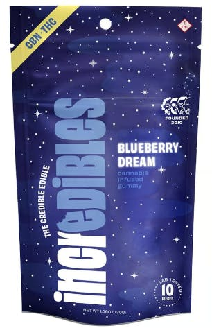 Photograph of product: Blueberry Dream | 5:1 TH-oui:CBN | 10 x 10mg