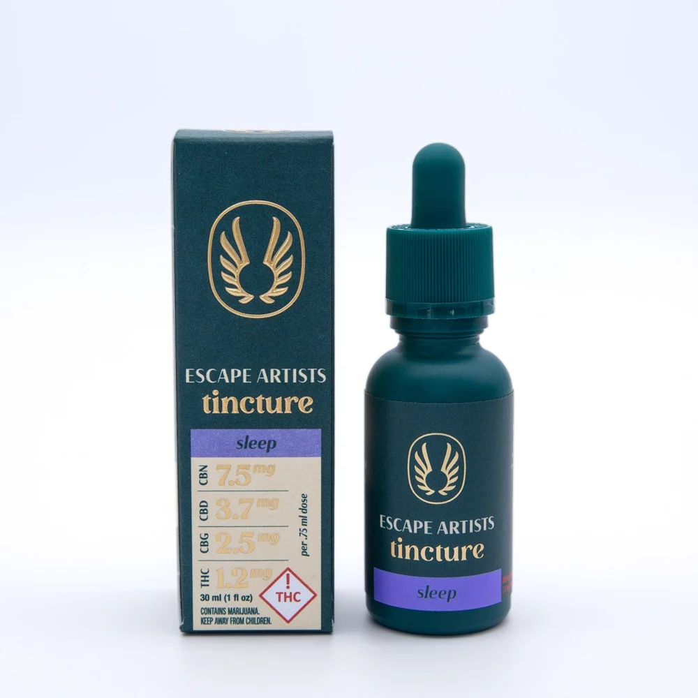 Photograph of product: Escape Artists 6:3:2:1 Sleep Tincture 300mg CBN/150mg CBD/100mg CBG/50mg TH-oui