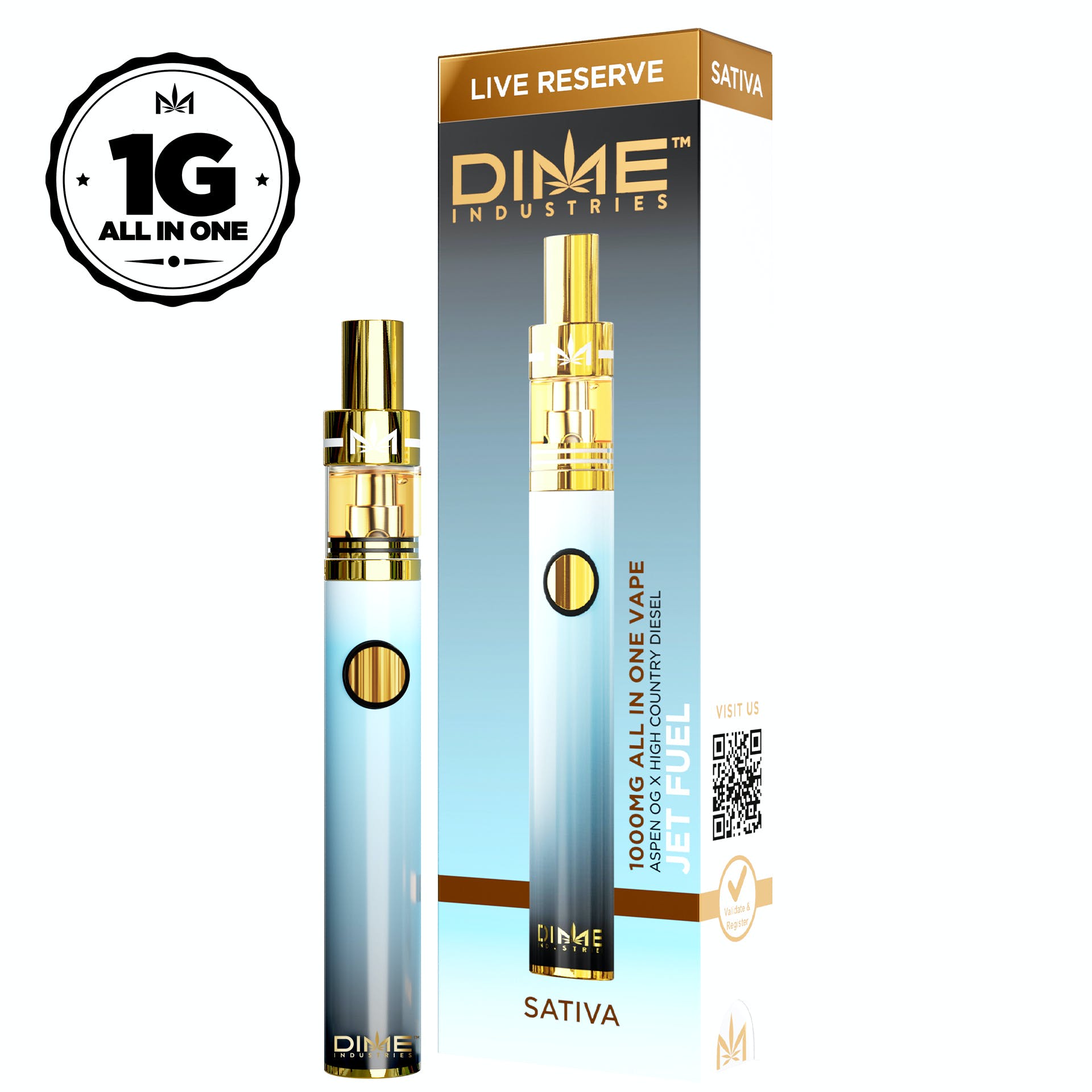Photograph of product: Dime Industries | Jet Fuel Live Reserve All-In-One | 1g