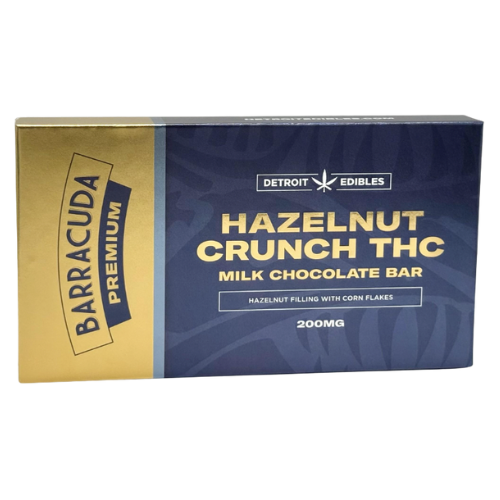 Photograph of product: Detroit Edible Company Barracuda Hazelnut Crunch Milk Chocolate Bar 200mg TH-oui