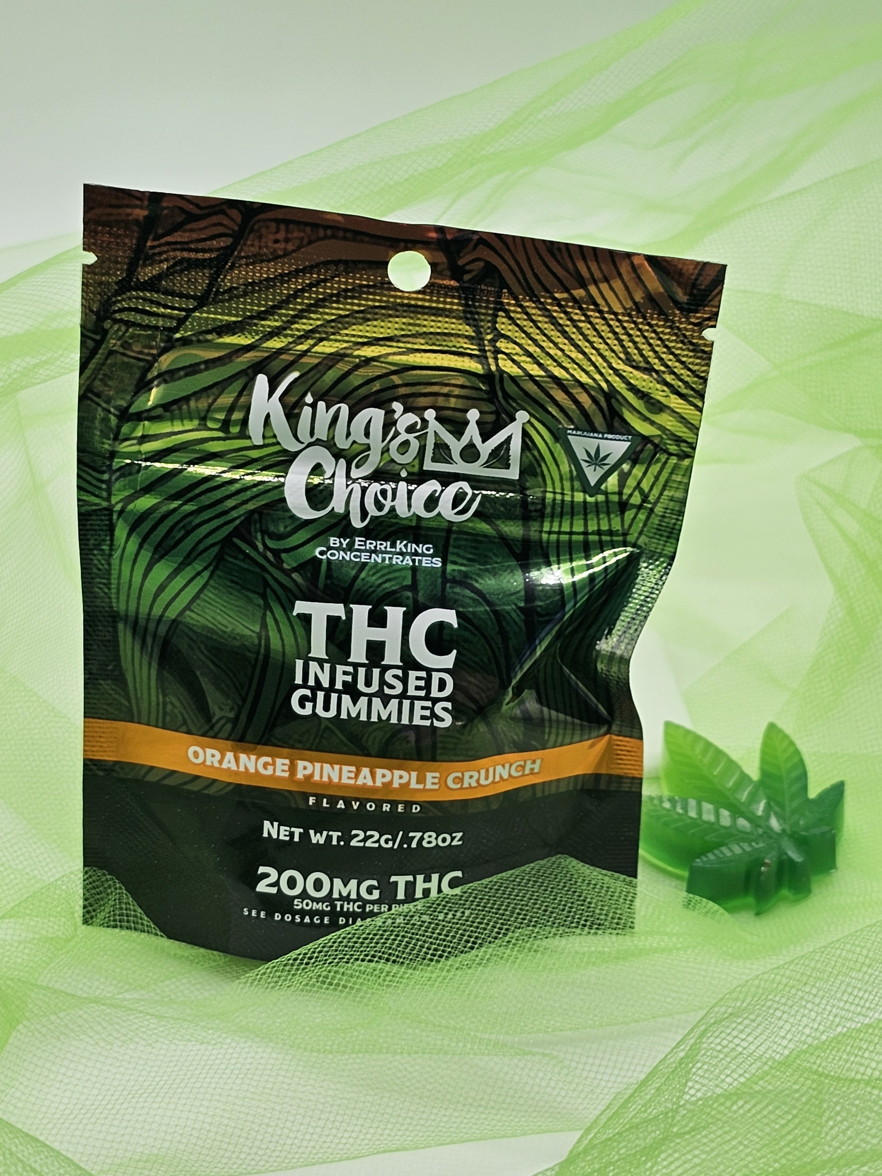 Photograph of product: ErrlKing King's Choice - Gummy - Orange Pineapple Crunch - 4PACK 200mg