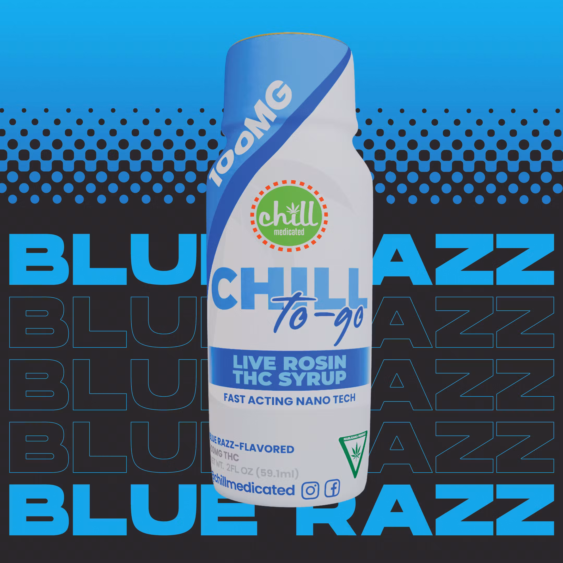 Photograph of product: Chill Medicated - 100MG Rosin Syrup - Blue Razz