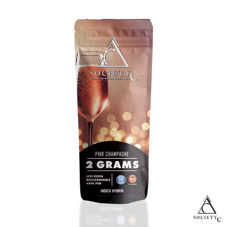 Photograph of product: SOCIETY C | PINK CHAMPAGNE - LIVE RESIN DISPOSABLE PEN | Oui'd/HYBRID