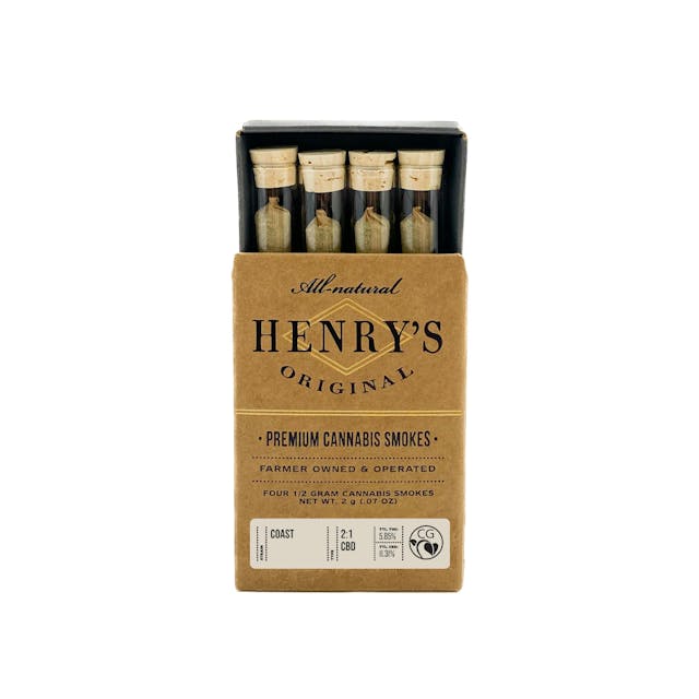 Photograph of product: Coast 2:1 CBD 4-Pack Pre-Rolls - 2g - 