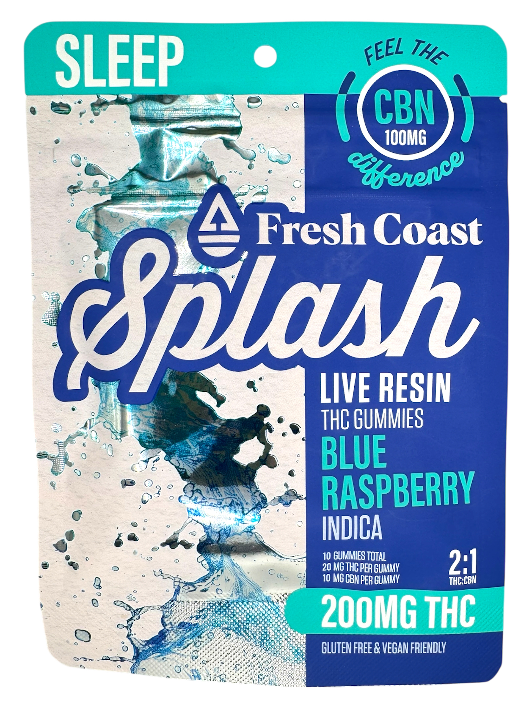 Photograph of product: 200mg Blue Raspberry Splash Gummies W/ 100mg Cbn
