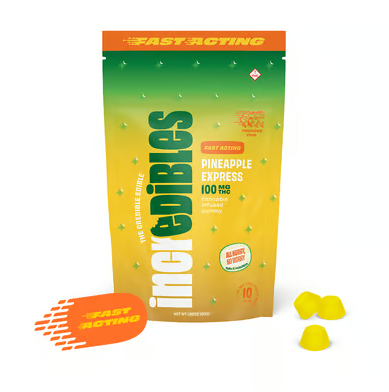Photograph of product: INCREDIBLES - PINEAPPLE EXPRESS GUMMIES (10PK) (100MG) (S)