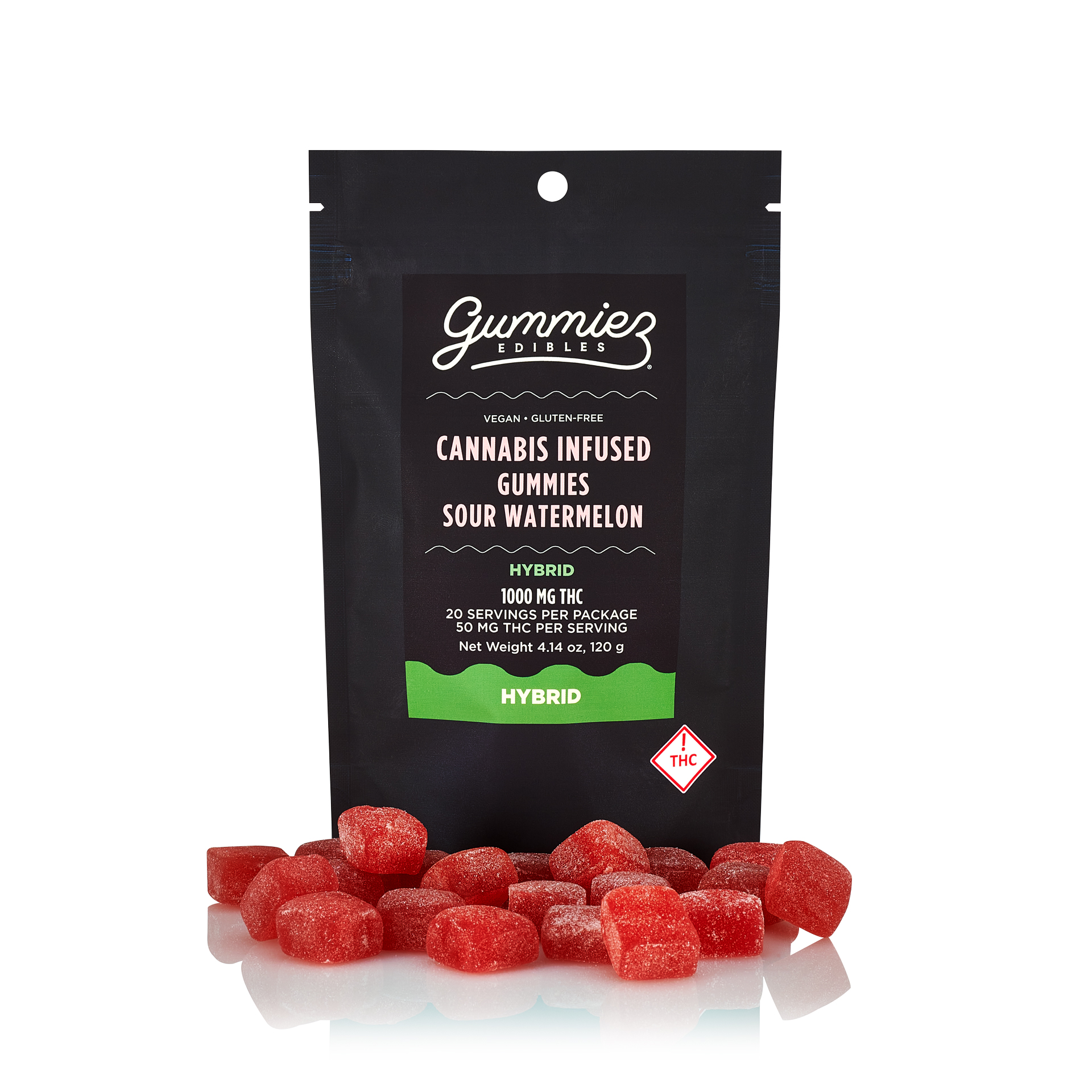 Photograph of product: Sour Watermelon Gummies (20-Pack | 50mg Each)