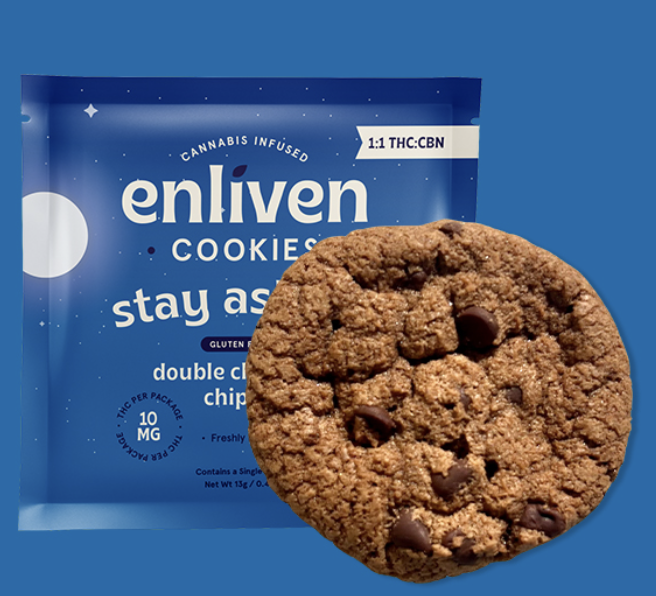 Photograph of product: ENLIVEN DOUBLE CHOCOLATE CHIPZZZ 1:1 CBN 1PK COOKIE 10MG
