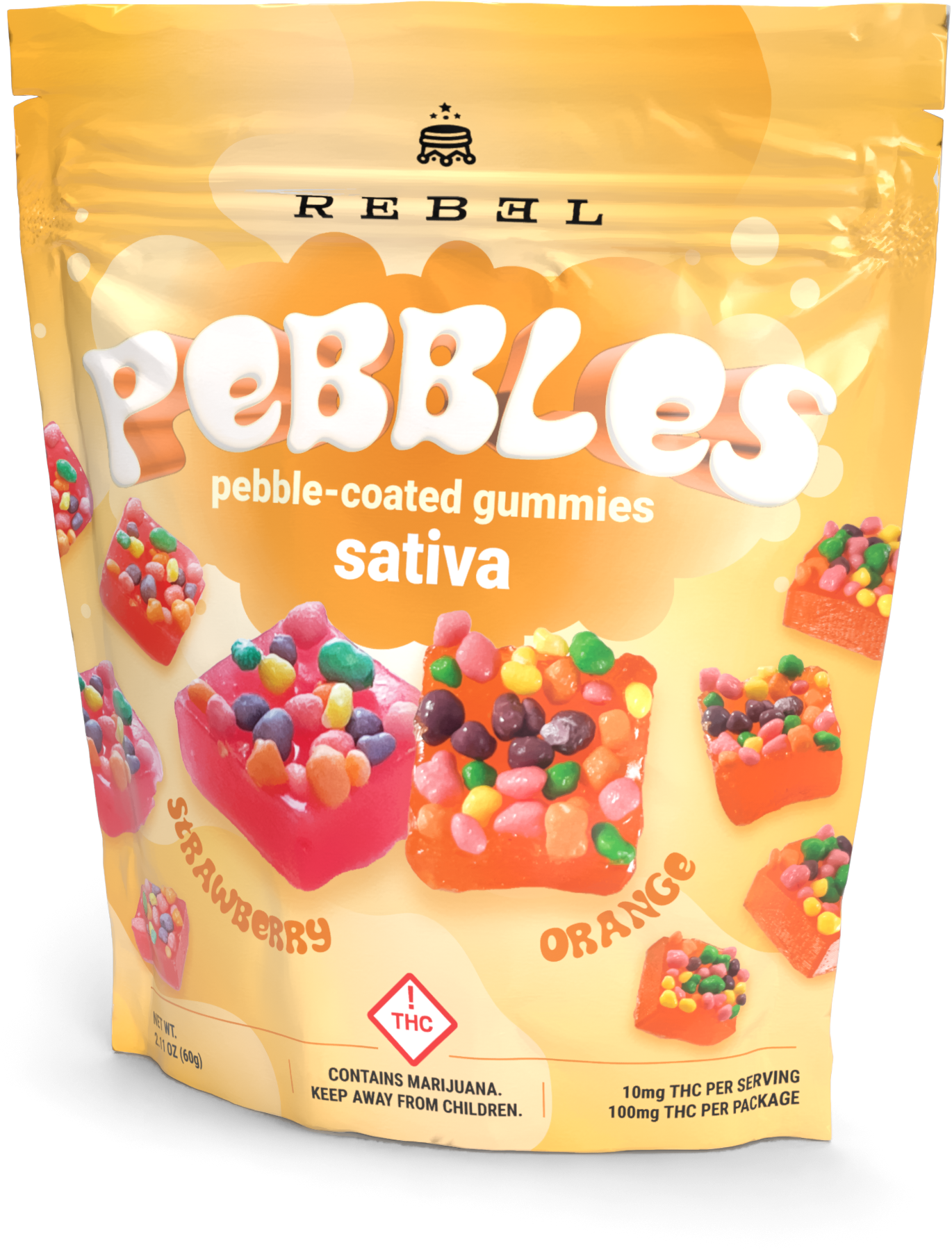 Photograph of product: Pebbles (S) - 100mg Fruit Chews - Rebel