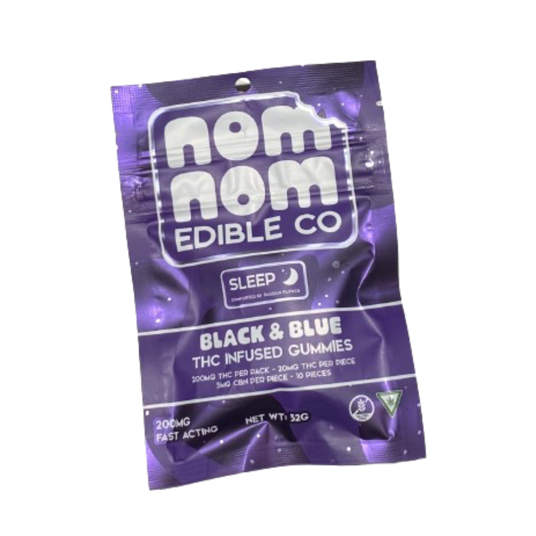 Photograph of product: Nom Nom Edible Co - Gummies Sleep - Black & Blue - 200mg