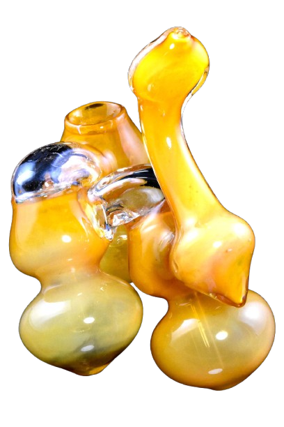 Photograph of product: CRCL | 7" Large Gold Fumed Triple Chamber Sherlock Glass Bubbler (B1351)
