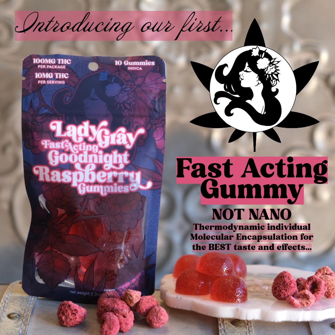 Photograph of product: Goodnight Raspberry Gummies - Fast Acting 100mg