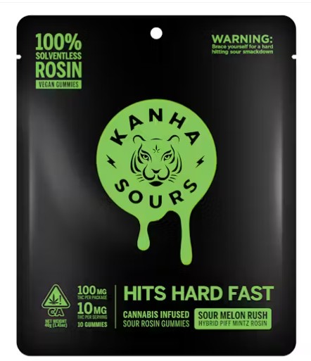 Photograph of product: Sour Melon Rush | 100mg Rosin Gummies