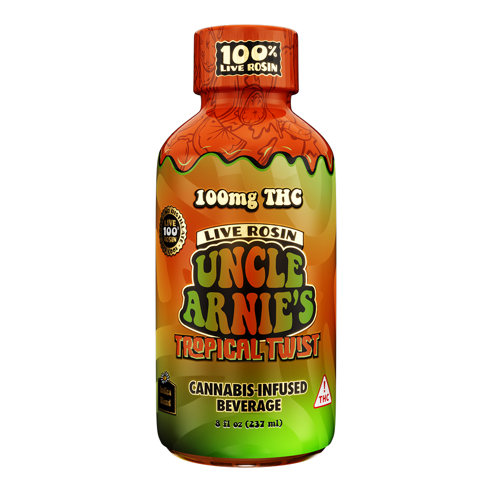 Photograph of product: Beverage - Uncle Arnie's - Live Rosin Infused Tropical Twist (I) - 100mg (8oz)