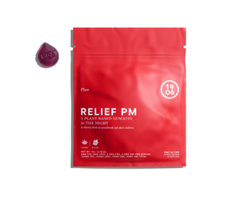 Photograph of product: 1906 - RELIEF PM for Pain (5 gummies per pouch)