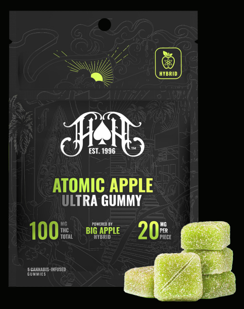 Photograph of product: Atomic Apple | 20mg 5pk Gummy Heavy Hitters | 100MG