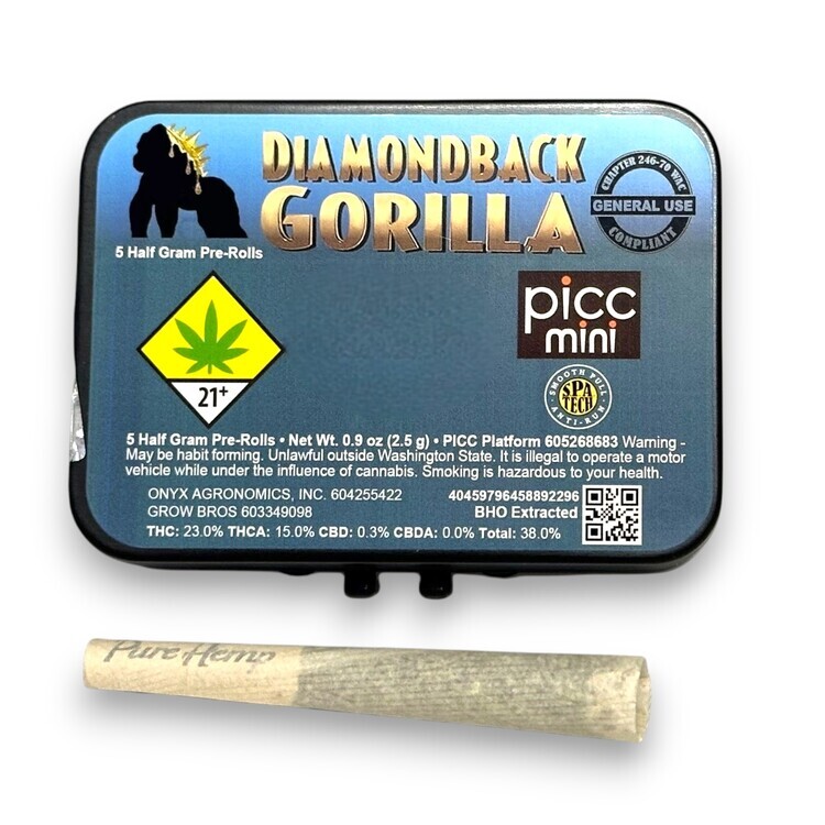 Photograph of product: Black Maple x Gelato Cookie Kush 5pk / Live Resin Infused Preroll (Diamondback Gorilla)