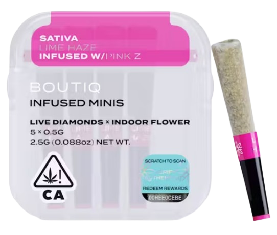 Photograph of product: LIME HAZE X PINK Z (S)  5PK DIAMOND INFUSED PREROLLS
