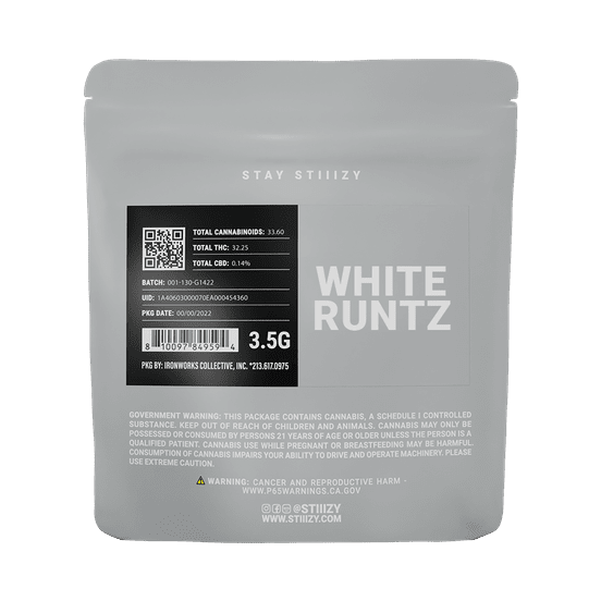 Photograph of product: 3.5G LIGHT GREY LABEL - WHITE RUNTZ - 