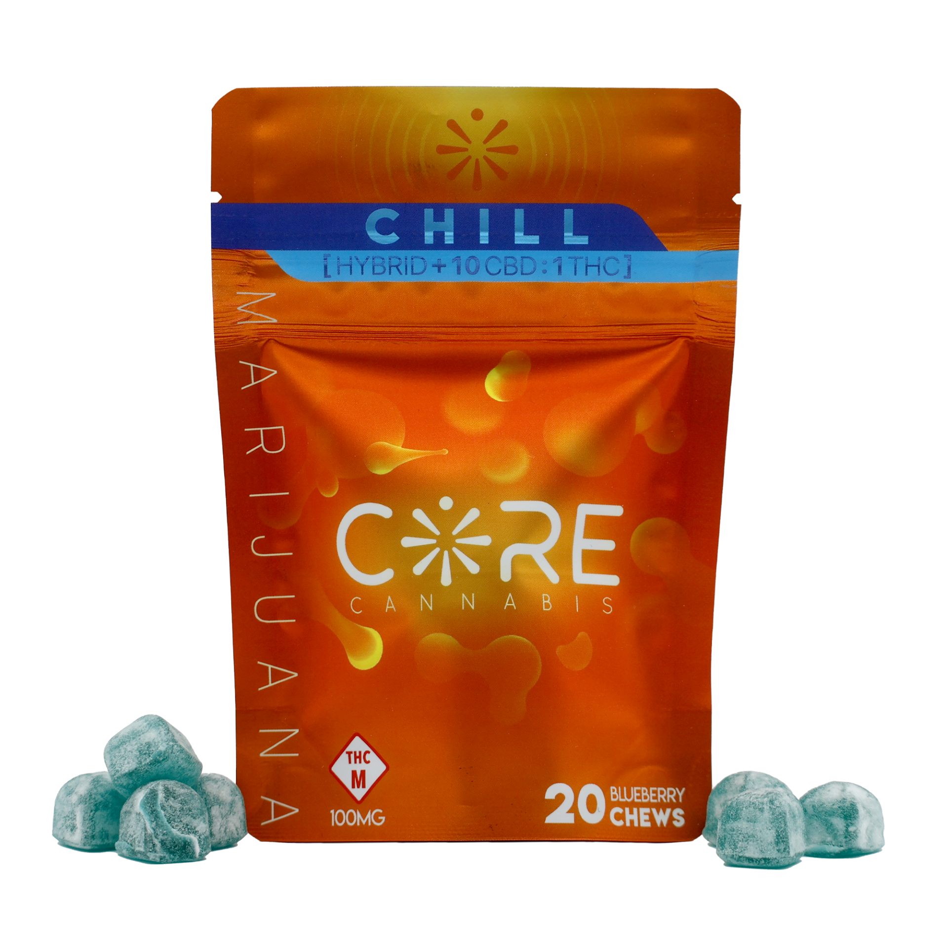 Photograph of product: Chill Blueberry Chews 1:1 CBD:TH-oui (100mg)