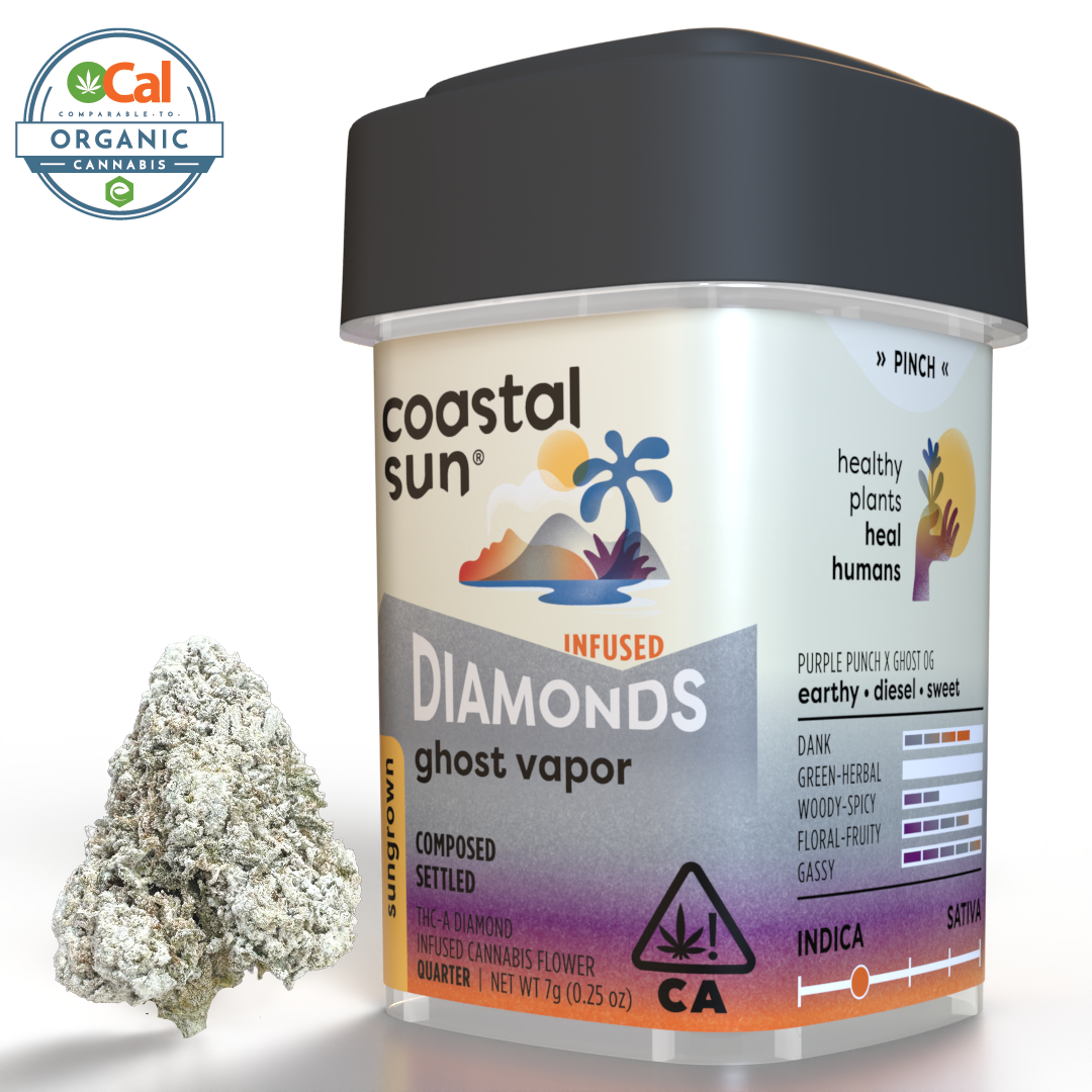 Photograph of product: Coastal Sun Diamond Infused Flower 7g Quarter - Ghost Vapor (I)
