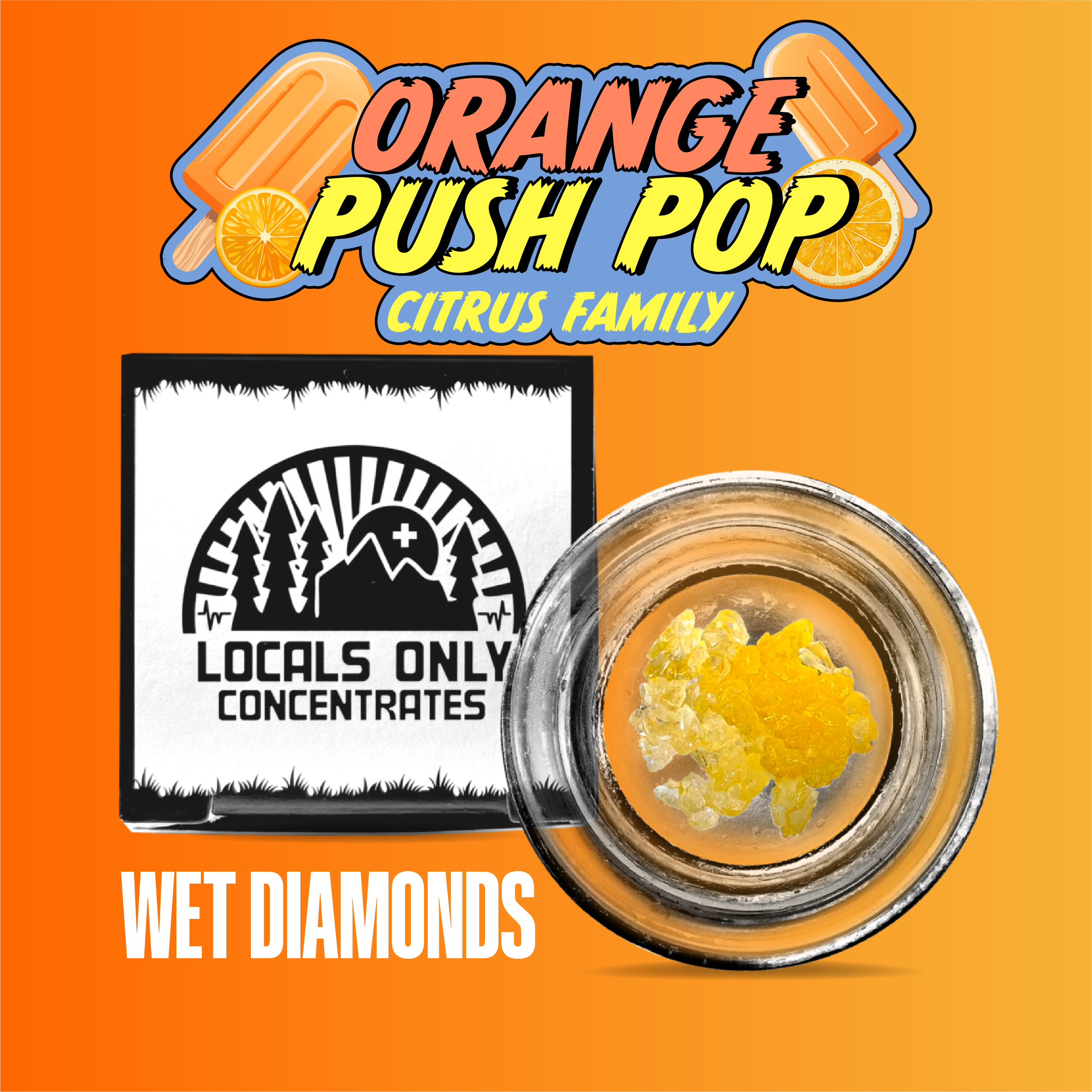 Photograph of product: Locals Only Orange Push Pop Wet Diamonds