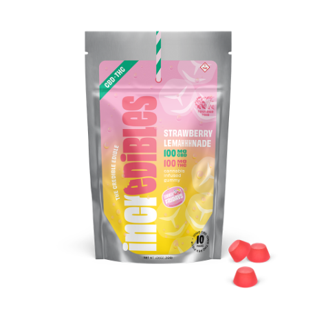 Photograph of product: Incredibles Gummy | Strawberry Lemahhhnade | 10pk (1:1 TH-oui:CBD)